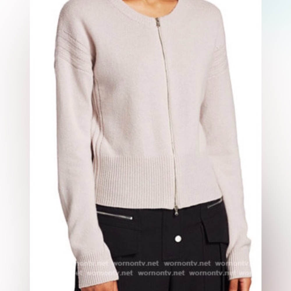 3.1 Phillip Lim Light Pink Zip-Front Scoop Neck Sweater
